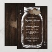 Invitation Rustique Country Grange Bois Mason Jar Fête des ma (Devant / Derrière)