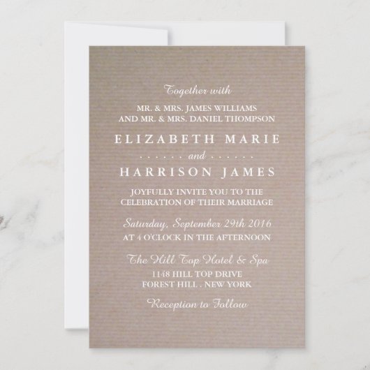 Invitation Rustique Country Kraft Mariage (Devant)