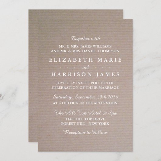 Invitation Rustique Country Kraft Mariage (Devant / Derrière)