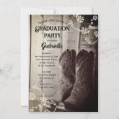 Invitation Rustique Cowboy Boot Western Graduation Party (Devant)