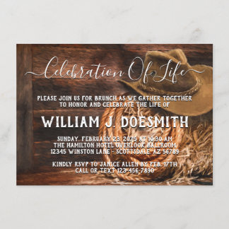 Invitation Rustique Cowboy Casquette Memorial Service Faire-p