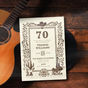 Invitation Rustique Cowboy Country Western Frame 70e annivers