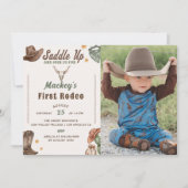 Invitation Rustique Cowboy Premier Rodéo 1er Anniversaire Pho (Devant)