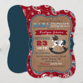 Invitation Rustique Cowboy Western Rocse Baby shower (Devant / Derrière)