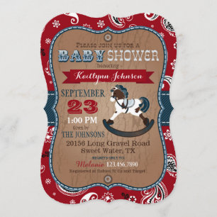 Invitation Rustique Cowboy Western Rocse Baby shower