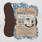 Invitation Rustique Cowboy Western Rocse Baby shower (Devant / Derrière)