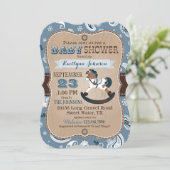 Invitation Rustique Cowboy Western Rocse Baby shower (Debout devant)