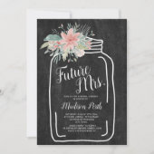 Invitation Rustique craie floral mason script bocal douche (Devant)