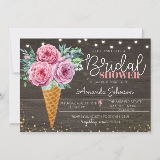 Invitation Rustique Crème de glace Fleur de douche (Devant)