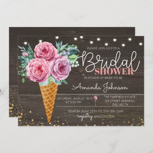 Invitation Rustique Crème de glace Fleur de douche (Devant / Derrière)