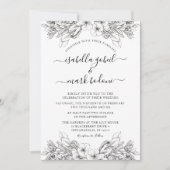 Invitation Rustique croisé floral noir & blanc Mariage (Devant)