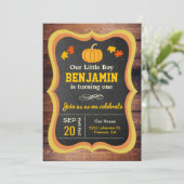 Invitation Rustique Cute Little Citrouille 1er anniversaire f (Debout devant)