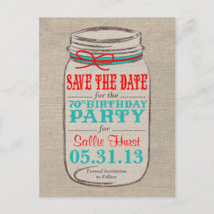 Invitation rustique d'anniversaire de pot de toile