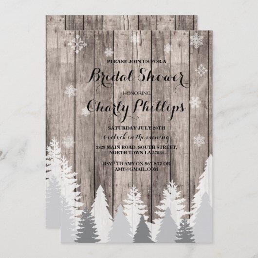 Invitation rustique d'arbres forestiers d'hiver de (Devant / Derrière)