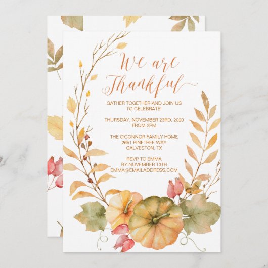 Invitation rustique d'automne d'invitation de (Devant / Derrière)