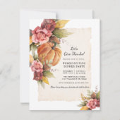 Invitation Rustique d'automne Floral Citrouille Friendsgiving (Devant)