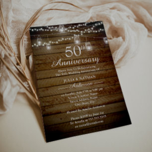 Invitation rustique de 50e anniversaire pour jardi