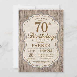 Invitation Rustique de 70e Anniversaire en Bois