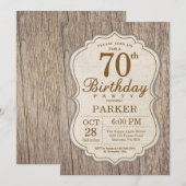 Invitation Rustique de 70e Anniversaire en Bois (Devant / Derrière)