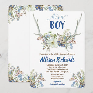 Invitation rustique de baby shower d'andouillers