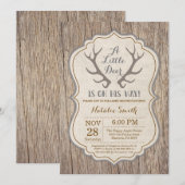 Invitation rustique de baby shower d'Antler de (Devant / Derrière)