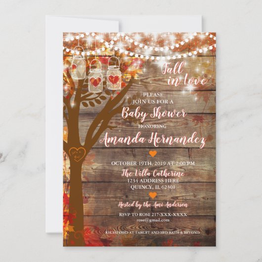 Invitation rustique de baby shower d'automne de (Devant)
