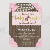 Invitation rustique de baby shower de fille de (Devant / Derrière)