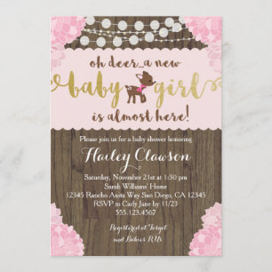 Invitation rustique de baby shower de fille de