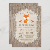 Invitation rustique de baby shower de Fox (Devant / Derrière)
