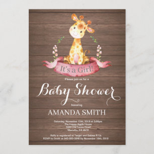 Invitation rustique de baby shower de girafe de