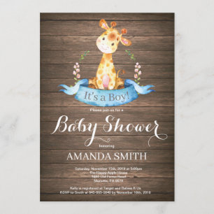 Invitation rustique de baby shower de girafe de