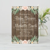 Invitation rustique de baby shower, dentelle, (Debout devant)