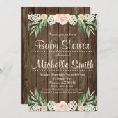 Invitation rustique de baby shower, dentelle, (Devant / Derrière)