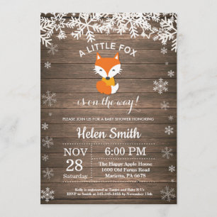 Invitation rustique de baby shower d'hiver de Fox