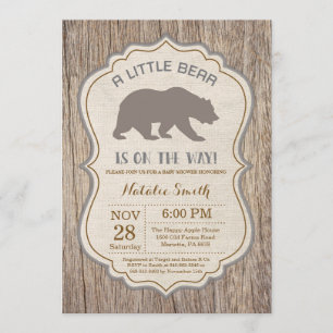 Invitation rustique de baby shower d'ours