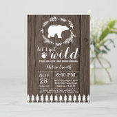 Invitation rustique de baby shower d'ours blanc (Debout devant)