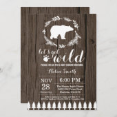 Invitation rustique de baby shower d'ours blanc (Devant / Derrière)