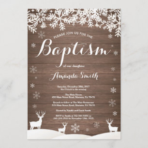 Invitation rustique de baptême de cerfs communs