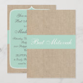 Invitation rustique de bat mitzvah de toile de (Devant / Derrière)