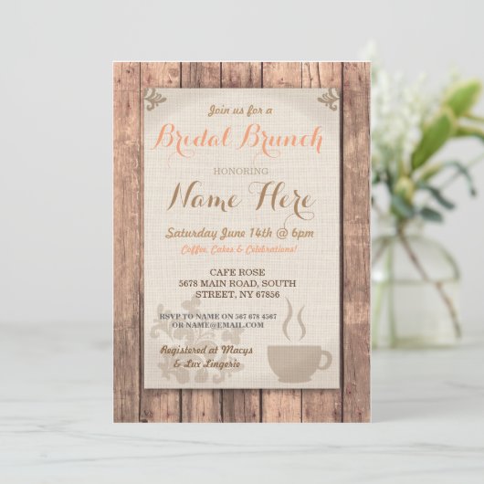 Invitation rustique de café d'amis de brunch de (Debout devant)
