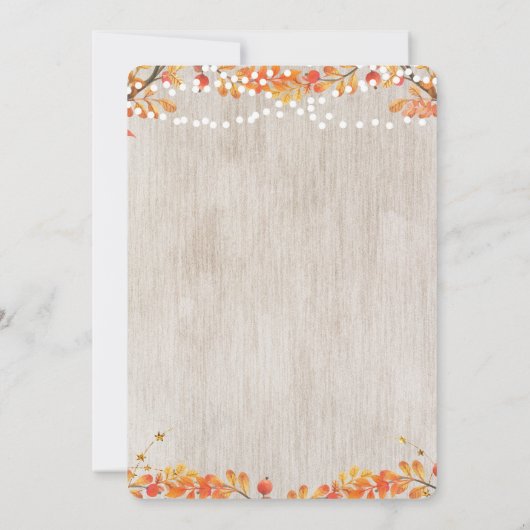 Invitation rustique de chute de citrouille (Dos)