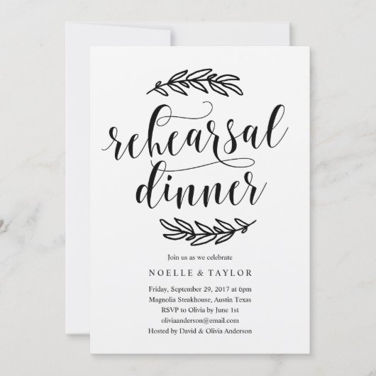 Invitation rustique de dîner de répétition (Devant)