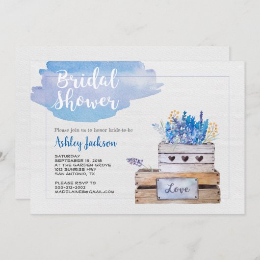 Invitation Rustique de douche nuptiale (Devant / Derrière)