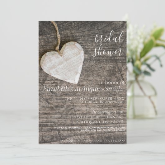 Invitation Rustique de douche nuptiale (Debout devant)