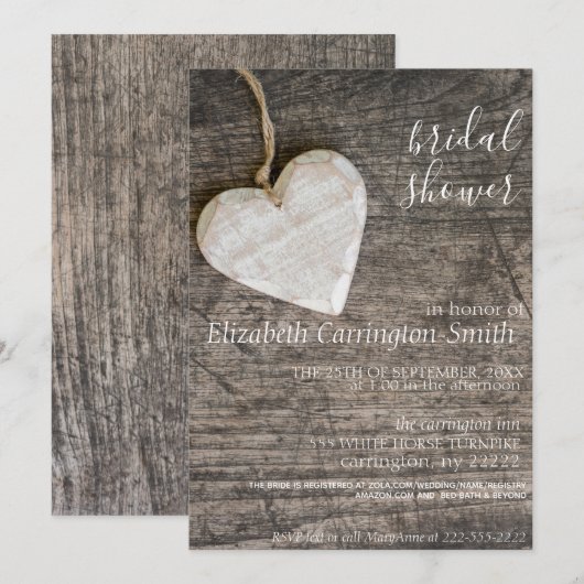 Invitation Rustique de douche nuptiale (Devant / Derrière)