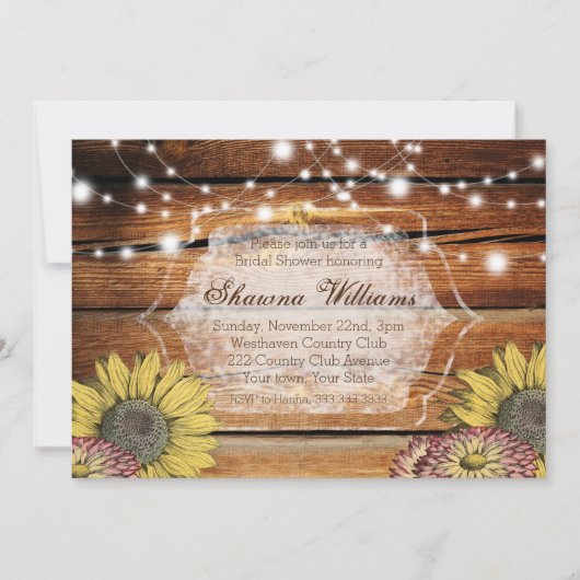 Invitation Rustique de douche nuptiale | Bois de g (Devant)