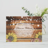 Invitation Rustique de douche nuptiale | Bois de g (Debout devant)