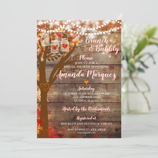 Invitation Rustique de douche nuptiale Brunch & Bu (Debout devant)