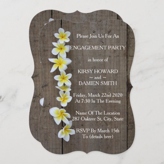 Invitation rustique de fête de fiançailles au fran (Devant / Derrière)