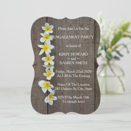 Invitation rustique de fête de fiançailles au fran (Debout devant)